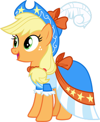 Size: 1280x1558 | Tagged: safe, artist:cloudyglow, derpibooru import, applejack, earth pony, pony, magical mystery cure, clothes, coronation dress, cowboy hat, cute, dress, feather hat, female, freckles, hat, jackabetes, mare, simple background, solo, stetson, transparent background, vector