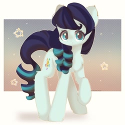 Size: 1280x1280 | Tagged: safe, artist:vanilla0pie, derpibooru import, coloratura, earth pony, pony, chest fluff, cute, ear fluff, female, leg fluff, looking at you, mare, rarabetes, solo, stars