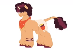 Size: 1280x854 | Tagged: safe, artist:itstechtock, derpibooru import, oc, oc only, oc:pedha, pony, unicorn, female, hair over eyes, leonine tail, mare, offspring, parent:donut joe, parent:saffron masala, parents:saffronjoe, simple background, solo, unshorn fetlocks, white background