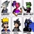 Size: 768x768 | Tagged: safe, alternate version, artist:frengle_, derpibooru import, nightmare moon, alicorn, anthro, human, pony, wolf, anthro with ponies, beast boy, beastars, brawl stars, bust, clothes, colored, crossover, female, goh, grin, helmet, hoof shoes, hooves to the chest, legosi (beastars), mare, naruto, raised hoof, six fanarts, smiling, tara, teen titans go