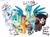 Size: 1280x947 | Tagged: safe, artist:cheezedoodle96, derpibooru import, edit, gallus, ocellus, sandbar, silverstream, smolder, yona, changedling, changeling, classical hippogriff, dragon, earth pony, griffon, hippogriff, pony, yak, autograph, bow, cloven hooves, colored hooves, cute, diaocelles, diastreamies, dragoness, female, gallabetes, hair bow, jewelry, male, monkey swings, necklace, sandabetes, signature, smolderbetes, student six, teenager, yonadorable