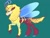 Size: 1024x768 | Tagged: safe, artist:loryska, derpibooru import, oc, oc only, bee, flash bee, hybrid, changeling hybrid, green background, interspecies offspring, offspring, parent:thorax, simple background, solo