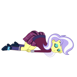 Size: 2952x2952 | Tagged: safe, artist:gmaplay, derpibooru import, upper crust, equestria girls, ass, ass up, butt, clothes, crystal prep academy uniform, eyes closed, face down ass up, female, school uniform, simple background, sleeping, slumped, solo, transparent background, upper butt