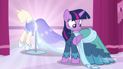 Size: 1280x720 | Tagged: safe, derpibooru import, screencap, twilight sparkle, twilight sparkle (alicorn), alicorn, pony, a-dressing memories, spoiler:a-dressing memories, spoiler:mlp friendship is forever, 9now, clothes, coronation dress, dress, female, mare, nine network, second coronation dress