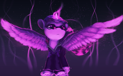 Size: 1231x767 | Tagged: safe, artist:vultraz, derpibooru import, twilight sparkle, twilight sparkle (alicorn), alicorn, pony, clothes, female, magic, solo, suit