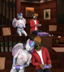 Size: 1920x2160 | Tagged: safe, artist:eltorus19, derpibooru import, button mash, princess flurry heart, alicorn, anthro, 3d, controller, crack shipping, female, flurrybutton, gamecube controller, male, sfm pony, shipping, source filmmaker, straight, video game