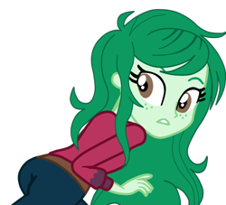 Size: 794x720 | Tagged: safe, artist:gmaplay, derpibooru import, wallflower blush, equestria girls, equestria girls series, spoiler:eqg series (season 2), ass, butt, female, freckles, looking at you, looking back, looking back at you, simple background, solo, transparent background, wallflower butt