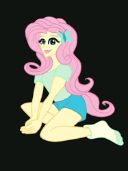 Size: 1280x1707 | Tagged: safe, artist:pomme de terre, derpibooru import, fluttershy, equestria girls, black background, female, older, simple background