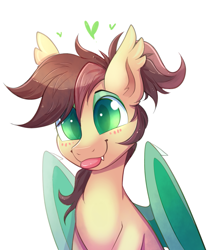 Size: 1209x1371 | Tagged: safe, artist:confetticakez, derpibooru import, oc, oc:ambiguity, bat pony, :p, bat ponified, blushing, cute, cute little fangs, ear fluff, eyeshadow, fangs, folded wings, makeup, male, ponytail, race swap, simple background, solo, stallion, tongue out, white background, wings