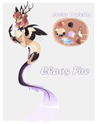 Size: 3000x3835 | Tagged: safe, artist:sugaryicecreammlp, derpibooru import, oc, oc:chaos fire, draconequus, hybrid, female, interspecies offspring, offspring, parent:discord, parent:princess celestia, parents:dislestia, solo