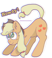 Size: 2540x2817 | Tagged: safe, artist:woofstreet, derpibooru import, applejack, earth pony, pony, cute, ear fluff, female, high res, howdy, jackabetes, mare, no pupils, outline, simple background, solo, transparent background