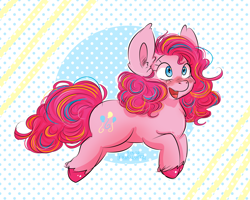 Size: 7000x5600 | Tagged: safe, artist:compassrose0425, artist:inkwellartz, derpibooru import, pinkie pie, earth pony, pony, abstract background, blushing, cheek fluff, cute, diapinkes, ear fluff, female, mare, open mouth, redraw, solo, unshorn fetlocks