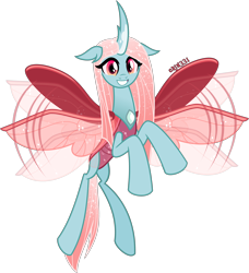 Size: 4000x4395 | Tagged: safe, alternate version, artist:orin331, derpibooru import, ocellus, changedling, changeling, changeling queen, buzzing wings, changedling queen, cute, diaocelles, female, flying, grin, looking at you, older, older ocellus, queen ocellus, signature, simple background, smiling, smiling at you, solo, transparent background, vector, wings