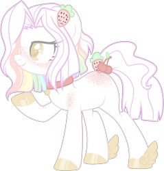 Size: 2084x2178 | Tagged: safe, artist:azrealrou, derpibooru import, oc, oc only, oc:strawberry cream az, earth pony, pony, butt freckles, collar, colored pupils, female, freckles, mare, raised hoof, simple background, smiling, solo, transparent background