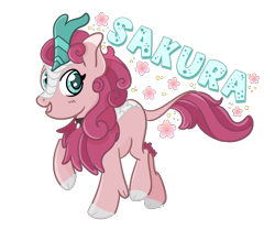 Size: 1222x1022 | Tagged: safe, artist:redpalette, derpibooru import, oc, oc only, kirin, badge, cherry blossoms, cute, female, flower, flower blossom, mare, pink, simple background, solo, transparent background, walking