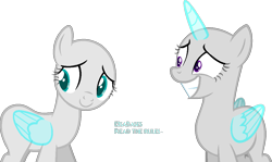 Size: 1097x654 | Tagged: safe, artist:eisabases, derpibooru import, oc, oc only, alicorn, pegasus, pony, alicorn oc, bald, base, duo, eyelashes, grin, horn, pegasus oc, simple background, smiling, transparent background, wings