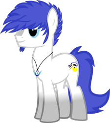 Size: 1237x1377 | Tagged: safe, artist:isaac_pony, derpibooru import, oc, oc only, oc:isaac pony, earth pony, pony, blue eyes, blue mane, blue tail, cutie mark, gray, male, simple background, smiling, solo, stallion, transparent background