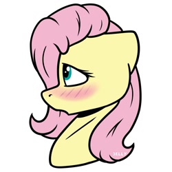 Size: 2000x2000 | Tagged: safe, artist:jellysiek, derpibooru import, fluttershy, pegasus, pony, blushing, bust, female, floppy ears, looking away, looking up, mare, open mouth, portrait, profile, simple background, solo, white background