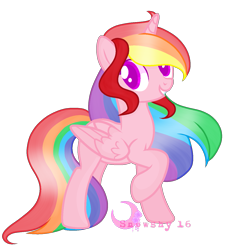 Size: 1349x1399 | Tagged: safe, artist:meimisuki, artist:snowshy16, derpibooru import, oc, oc only, oc:rainbow swift, alicorn, pony, base used, female, mare, simple background, solo, transparent background