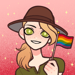 Size: 600x600 | Tagged: safe, artist:alohasushicore, derpibooru import, part of a set, applejack, human, female, hat, humanized, picrew, pride flag, solo