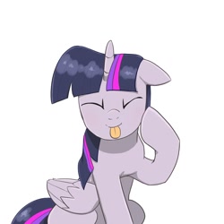 Size: 1280x1280 | Tagged: safe, artist:digiral, derpibooru import, twilight sparkle, twilight sparkle (alicorn), alicorn, pony, cute, eyes closed, floppy ears, simple background, solo, tongue out, twiabetes, white background