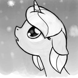 Size: 800x800 | Tagged: safe, artist:nimaru, derpibooru import, oc, oc only, oc:rose petal, pony, unicorn, bust, female, mare, monochrome, portrait, solo