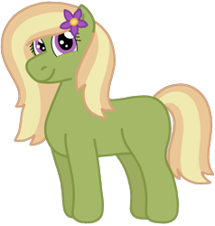 Size: 954x1004 | Tagged: safe, artist:kindheart525, derpibooru import, oc, oc only, oc:flower power, earth pony, pony, flower, flower in hair, kindverse, offspring, parent:tree hugger, simple background, solo, transparent background