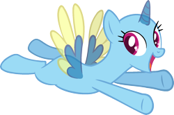 Size: 1515x1005 | Tagged: safe, artist:pegasski, derpibooru import, oc, oc only, alicorn, pony, may the best pet win, alicorn oc, bald, base, eyelashes, flying, horn, open mouth, simple background, smiling, solo, transparent background, two toned wings, underhoof, wings
