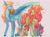 Size: 1600x1170 | Tagged: safe, artist:yuyusunshine, derpibooru import, tree hugger, zephyr breeze, oc, oc:cypress calamity, oc:hecate, oc:hestia, earth pony, pegasus, pony, female, male, offspring, parent:tree hugger, parent:zephyr breeze, parents:zephyrhugger, shipping, straight, zephyrhugger