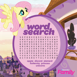 Size: 1000x1000 | Tagged: safe, derpibooru import, fluttershy, pegasus, pony, discovery family, official, puzzle, word, word search