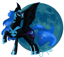 Size: 800x719 | Tagged: safe, artist:themoonfall, derpibooru import, nightmare moon, alicorn, blue moon, solo