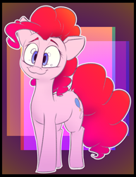 Size: 2700x3500 | Tagged: safe, artist:packy paca, derpibooru exclusive, derpibooru import, pinkie pie, earth pony, pony, cute, diapinkes, high res, looking at you, simple background, smiling, solo, standing