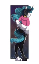 Size: 1326x2160 | Tagged: safe, artist:dreaming_flys, derpibooru import, oc, oc only, anthro, smiling, solo, unshorn fetlocks