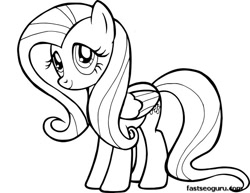 Size: 660x510 | Tagged: artist needed, source needed, safe, derpibooru import, fluttershy, pegasus, pony, eyelashes, female, lineart, mare, monochrome, simple background, solo, white background