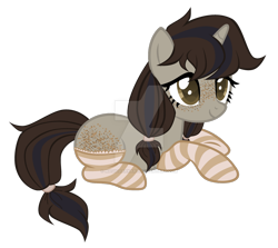 Size: 1280x1144 | Tagged: safe, artist:magicdarkart, derpibooru import, oc, oc only, pony, unicorn, body freckles, clothes, deviantart watermark, female, freckles, mare, obtrusive watermark, prone, simple background, socks, solo, striped socks, transparent background, watermark