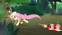 Size: 1920x1080 | Tagged: safe, derpibooru import, screencap, doctor caballeron, fluttershy, pegasus, pony, daring doubt, apple, food