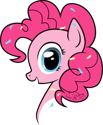 Size: 819x998 | Tagged: safe, artist:cosmicwaltz, derpibooru import, pinkie pie, earth pony, pony, cute, diapinkes, female, food, looking at you, mare, open mouth, profile, simple background, solo, sprinkles, transparent background