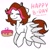 Size: 2000x2000 | Tagged: safe, artist:jellysiek, derpibooru import, oc, pegasus, pony, birthday, birthday cake, birthday gift, cake, cute, food, simple background, smiley face, smiling, solo