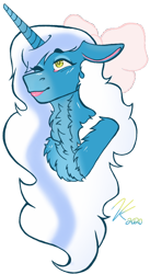 Size: 594x1081 | Tagged: safe, artist:corisodapop, derpibooru import, oc, oc only, oc:fleurbelle, alicorn, :p, adorabelle, alicorn oc, bow, chest fluff, cute, ear down, female, golden eyes, hair bow, horn, mare, one eye closed, simple background, solo, tongue out, transparent background, wings