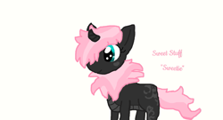 Size: 1337x722 | Tagged: safe, artist:tophatlycanthrope, derpibooru import, oc, oc:sweet stuff, hybrid, interspecies offspring, magical lesbian spawn, offspring, parent:oc:fluffle puff, parent:queen chrysalis, parents:canon x oc, parents:chrysipuff, solo