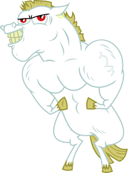 Size: 3777x5112 | Tagged: safe, artist:nero-narmeril, derpibooru import, bulk biceps, pegasus, pony, rainbow falls, absurd resolution, bipedal, ear piercing, earring, flexing, jewelry, piercing, simple background, solo, transparent background, vector