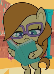 Size: 373x510 | Tagged: safe, derpibooru import, screencap, pony, cute-pocalypse meow, my little pony: pony life, spoiler:pony life s01e03, bipedal, glasses, library, solo