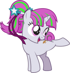 Size: 2168x2257 | Tagged: safe, alternate version, artist:lightning stripe, derpibooru exclusive, derpibooru import, edit, oc, oc:zippi, pony, unicorn, accessory-less edit, active stretch, commission, cute, cutie mark, female, filly, foal, freckles, gymnastics, hair bun, hairband, hairpin, horn, missing accessory, one leg raised, pink eyes, pink mane, ponytail, ribbon, show accurate, simple background, smiling, solo, tail bun, transparent background, vector, wand, white coat