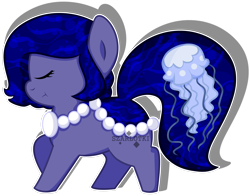 Size: 2763x2170 | Tagged: safe, artist:szarlotki, derpibooru import, oc, oc only, oc:nettle, earth pony, jellyfish, earth pony oc, eyes closed, jewelry, necklace, pearl necklace, simple background, solo, transparent background