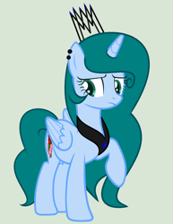 Size: 1677x2171 | Tagged: safe, artist:lominicinfinity, derpibooru import, oc, oc:infinity mi rosalinda, alicorn, pony, ear piercing, earring, female, jewelry, mare, piercing, simple background, solo