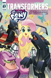 Size: 659x1000 | Tagged: safe, derpibooru import, idw, fluttershy, butterfly, pegasus, pony, spoiler:friendship in disguise, beastbox, clash of hasbro's titans, cover, decepticon, friendship in disguise, laserbeak, ravage, transformers