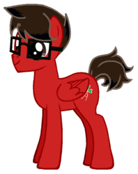 Size: 362x458 | Tagged: safe, artist:deepestclover80, derpibooru import, oc, oc only, oc:clover spell, pegasus, pony creator, brown eyes, brown mane, brown tail, clover, glasses, male, original character do not steal, pegasus oc, red coat, short mane, short tail, simple background, solo, stallion, transparent background, wings