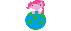 Size: 1188x518 | Tagged: source needed, safe, artist:1126jewel5, derpibooru import, pinkie pie, earth pony, pony, earth, earth day, eyes closed, female, mare, pink coat, pink mane, simple background, smiling, solo, white background