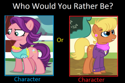 Size: 901x603 | Tagged: safe, derpibooru import, ms. harshwhinny, spoiled rich, meme, would you rather