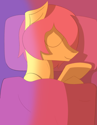 Size: 1516x1948 | Tagged: safe, artist:augjodo, derpibooru import, butterscotch, fluttershy, pegasus, pony, adorascotch, bed, cute, digital art, lying on bed, male, morning, on side, rule 63, rule63betes, sleeping, stallion